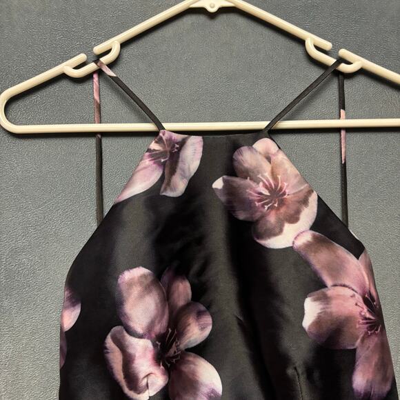 Lulu's Peplum Dress Floral Fairy Grunge Swing Black Purple Prom Y2K Formal Witch - Picture 9 of 12